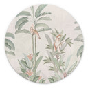 Tropisk skov med kakaduer - Bloomery Decor - rund – print på aluminium (Alu-Dibond)