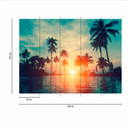 Sunset&Palms palmetræer tapet i turkis sort - non-woven tapet Designwalls 2 - 2,55 x 3,5 m