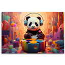 Canvasbillede, panda med hovedtelefoner