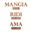 Décoration murale en bois placage d'acajou - Mangia bene, Ridi spesso, Ama