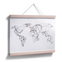 Plakat z mapą świata origami - srebrny wygląd