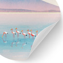 Sticker mural Lac aux couleurs pastel avec flamants roses - Rivers - Rond