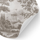 Muursticker landschap met tuin in beige - Ms Tiff - Rond