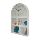 Horloge murale moderne en MDF blanche, horloge à quartz avec balancier et motif féminin abstrait 31x45x4,5 cm