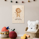 Holzbild mit Löwe - Glaubenssatz 'Ich bin stark und mutig' fürs Kinderzimmer