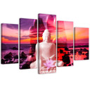5 stykke lærredstryk, Buddha Sunset Sea