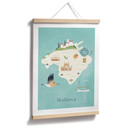 Plakatowa mapa Majorki - plakat podróżniczy - Rzeki