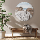 Tableau sur alu-Dibond rond L'attente de la plage