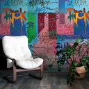 Graffiti tapet färgglada - non-woven tapet gatukonst design - ungdomsrum fototapet