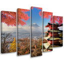 Lærred print 5 styk, Japan landskab bjerg