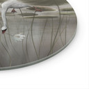 Glasschilderijen Lotusbloemen met zwaan in water in grijs - Ms Tiff - Rond