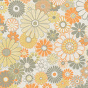 Vintage blomstertapet orangegrønt - blomstret Ikke-vævet tapet i retrostil - tapet
