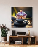 Leinwandbild Orientalische Steine und Blumen