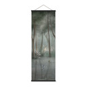 Textielposter Wolkenbos aan het meer met reiger in het groen - Ms Tiff - Panorama