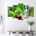 5 stykke lærredstryk Buddha blade blomster