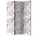 Paravent Séparation de pièce - Flamants roses dansants, 3 pièces