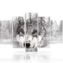 5 stykke lærredsprint, Wolf Forest Animal Grey