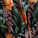 Ösenvorhang mit floralem Design - Ösenschal schwarz und orange - Vorhang mit Ösen