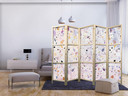 Japanischer Paravent, Raumteiler freistehend, Trennwand - Confetti-Style Terrazzo: Purple-Pink Patte