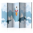 Paravent Séparation de pièce - Fusée dans les nuages, 3 pièces