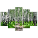 Lærredstryk 5 stk, birkeskov natur