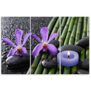 3-delt lærredstryk Bambus Zen Flower Candle