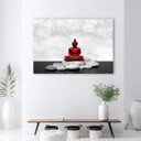 Canvasbillede, Rød Buddha på sten