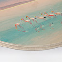 Houten Wanddecoratie Pastelkleurig meer met flamingo's - Rivers - Rond