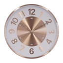 Horloge murale effet or rose, cadre métallique avec grands chiffres, élégante pour le salon 30x30x4 cm