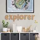 Dekoracja ścienna z napisem explorer - MDF nature
