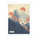 Plakat Wschód słońca nad pagodą | Vintage Art Japan - Roze