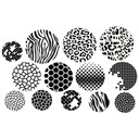Sticker mural Cercles avec motifs, couleur noir et blanc (13 pièces)