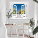 3D Wallsticker vindue firkantet - Vejen til paradis