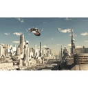 Papier peint photo Approche d'atterrissage 3D Ville de science-fiction