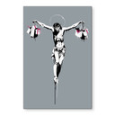 Billede Banksy - Jesus Kristus med indkøbsposer – print på aluminium (Alu-Dibond)