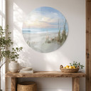Glasschilderij Rustig strand in pastelkleuren - Cheney - Rond