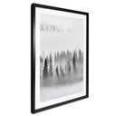 Plakat las w chmurach w czerni i bieli - Xu