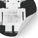 Naklejka na ścianę pokoju dziecięcego tęczowy robot Sleep Laugh Create - Treechild - okrągła