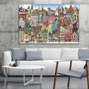3 stykke lærredstryk, Happy City