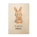 Holzbild mit Hase und Herz - Glaubenssatz 'Ich gehöre dazu' fürs Kinderzimmer