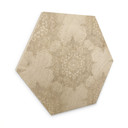 Sekskantet billede af træ Elegant Mandala i sandguld - Bloomery Decor