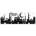 Sticker mural Skyline de nuit arabe avec lettrage du Ramadan