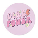Plakat Girl Power Retro Lettering fioletowy - okrągły