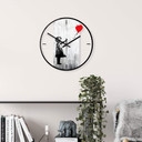 Wanduhr aus Glas - Banksy - Girl with the red balloon Ø30 cm