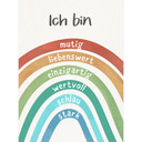 Kinderzimmer-Tapete mit Regenbogen und Selbstliebe-Sprüchen