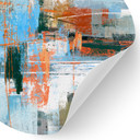 Wandtattoo Abstraktes Farbspiel blau orange - Cheney - Rund