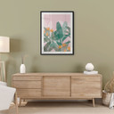 Plakat z ilustracją botaniczną w kolorze zielonym i różowym - Goed Blauw