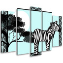 5 stykke lærredsprint, Zebra Safari blå