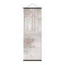 Textielposter Bos bij het meer in mist in beige - Ms Tiff - Panorama