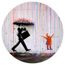 Naklejka na ścianę Banksy - Kolorowy deszcz - okrągła
